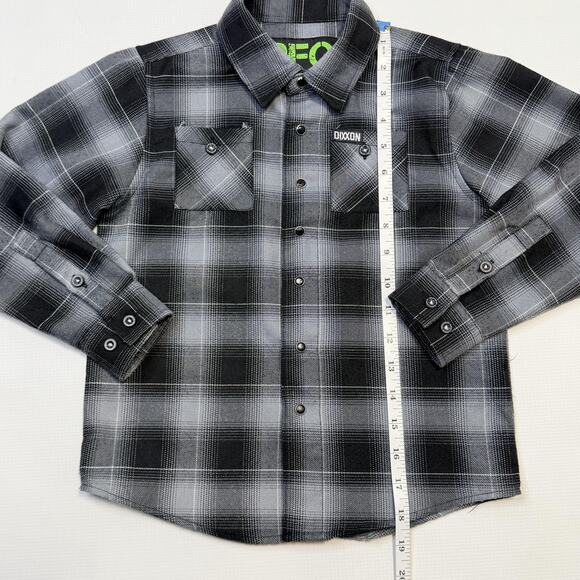Dixxon Flannel Company Shirt Youth Small Black Gray Plaid Long Sleeve Snap - Picture 4 of 11
